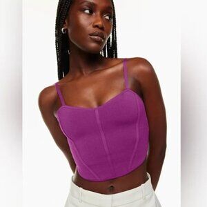 Aritzia Babaton Franklin Sculpt Knit Bustier Crop Top in Ube Purple L